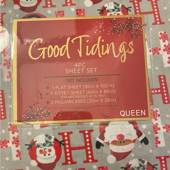 NEW Good Tidings 4 Pc Queen Set Christmas Snowman Santa Penguin Reindeer - Picture 5 of 6